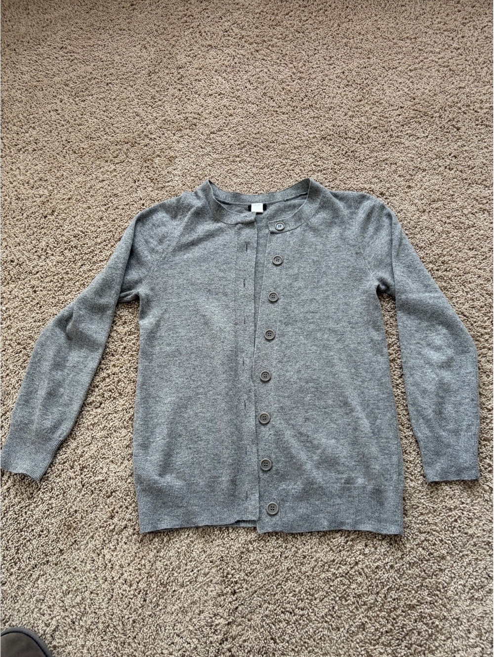 J.Crew Gray Knit Button-Front Crewneck Cardigan Sweater Cashmere Blend Size M